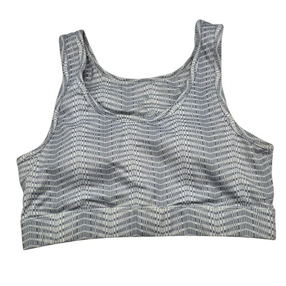 TYC Womens Sz M Classic Medium Impact Sports Bra Gray White Pattern - Picture 1 of 4